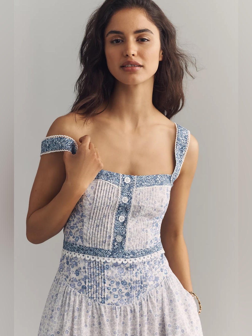 By Anthropologie Printed Pintuck Sleeveless Dress - Picture 3 of 7